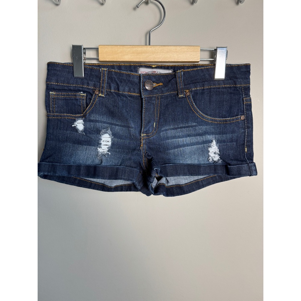Iris Jeans Distressed Denim‎ Mini Shorts Vintage Y2K Indie Sleaze Dark Wash M